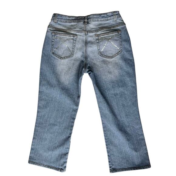 Vintage Cache Womens Capri Denim Jeans Sz 8 Rhinestone Bling Faded MidRise Mom - Picture 9 of 13